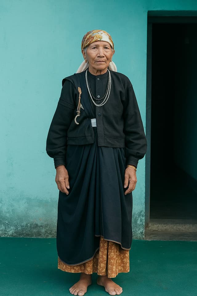 Traditional weaver with flag